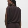 Brown Premium Short Sleeve Bubble Hem Top