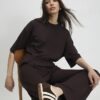 Brown Premium Short Sleeve Tuck Side Top