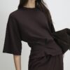 Brown Premium Short Sleeve Tuck Side Top