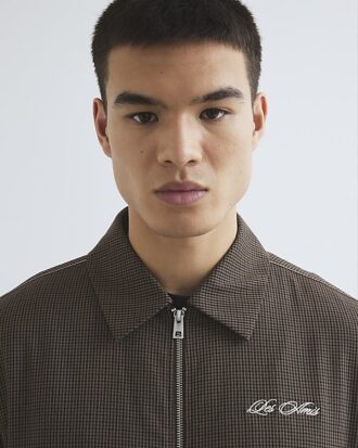 Brown Regular Fit Puppytooth Jacket
