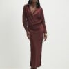 Brown Satin Maxi Skirt
