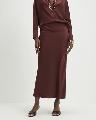 Brown Satin Maxi Skirt