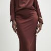 Brown Satin Maxi Skirt