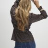 Brown Satin Spot Print Knot Front Top