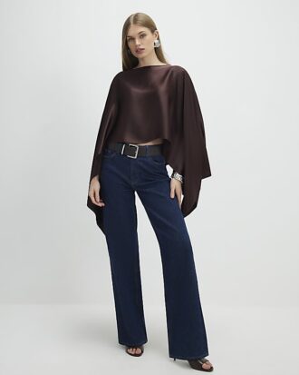 Brown Satin Waterfall Cape
