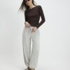 Brown Scallop Trim Top