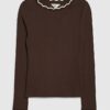 Brown Scallop Trim Top