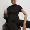Brown Short Sleeve Interlock Top