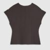 Brown Short Sleeve Interlock Top