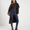 Brown Short Sleeve Off Shoulder Drape Top