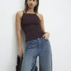 Brown Sleeveless Cotton Tank Top