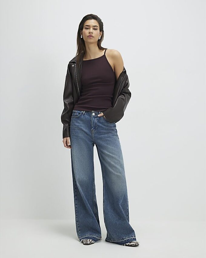Brown Sleeveless Cotton Tank Top