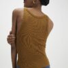 Brown Sleeveless Ribbed Tank Top