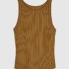 Brown Sleeveless Ribbed Tank Top