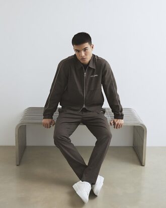 Brown Slim Fit Puppytooth Piped Trousers