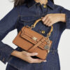 Brown Small Top Handle Tote Bag