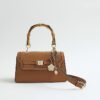 Brown Small Top Handle Tote Bag