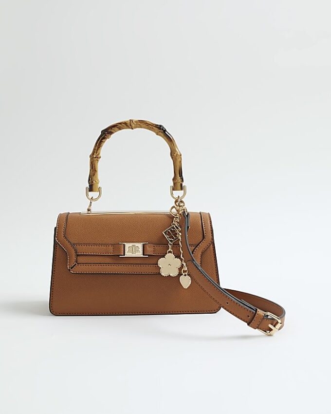 Brown Small Top Handle Tote Bag