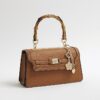 Brown Small Top Handle Tote Bag