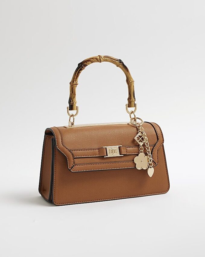 Brown Small Top Handle Tote Bag