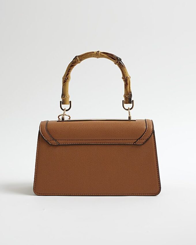 Brown Small Top Handle Tote Bag