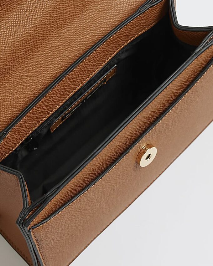 Brown Small Top Handle Tote Bag