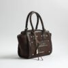 Brown Small Winged Panelled Zip Tote Bag
