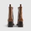 Brown Square Toe Heeled Boots