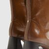 Brown Square Toe Heeled Boots