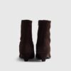 Brown Suede Cone Kitten Heel Boots