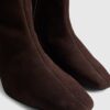 Brown Suede Cone Kitten Heel Boots