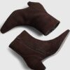 Brown Suede Cone Kitten Heel Boots