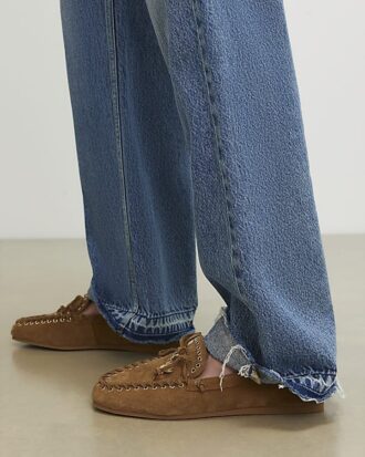 Brown Suede Eyelet Loafers
