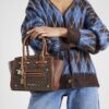 Brown Winged Panelled Zip Tote Bag