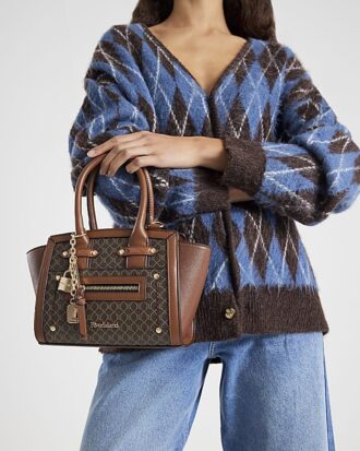 Brown Winged Panelled Zip Tote Bag