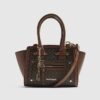 Brown Winged Panelled Zip Tote Bag