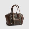 Brown Winged Panelled Zip Tote Bag