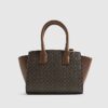 Brown Winged Panelled Zip Tote Bag
