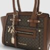Brown Winged Panelled Zip Tote Bag