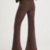 Brown Zip Front Relaxed Flared Jeans