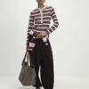 Burgundy Long Sleeve Stripe Top