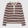 Burgundy Long Sleeve Stripe Top