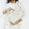 Cream 3D Floral Laser Cut Tote Bag