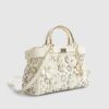 Cream 3D Floral Laser Cut Tote Bag