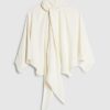 Cream Batwing Sleeve Pussybow Blouse