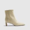 Cream Block Heel Stretch Sock Boots
