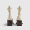 Cream Block Heel Stretch Sock Boots