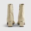 Cream Block Heel Stretch Sock Boots
