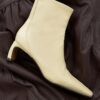 Cream Block Heel Stretch Sock Boots