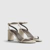 Cream Block Heeled Open Toe Sandals